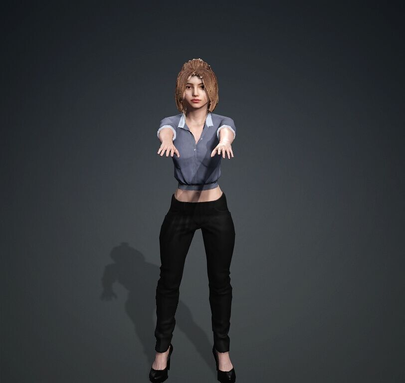 Female Office Worker01 Free low-poly 3D model_10