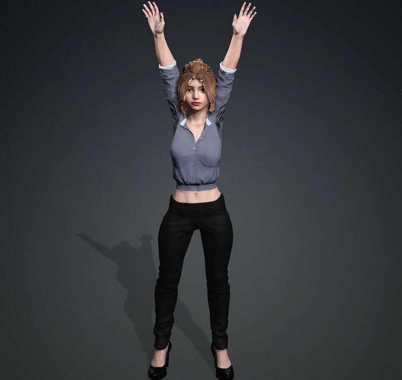 Female Office Worker01 Free low-poly 3D model_9