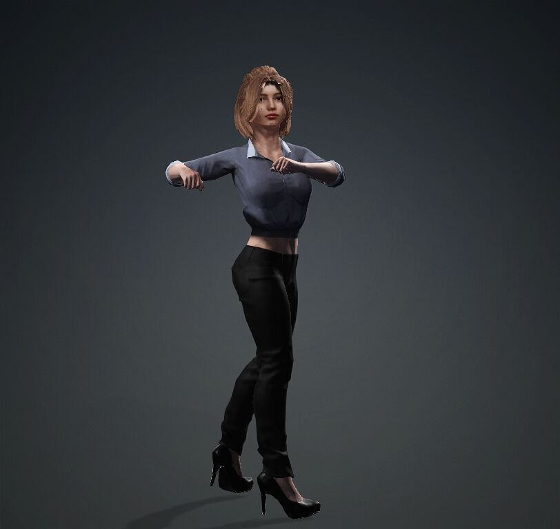Female Office Worker01 Free low-poly 3D model_3
