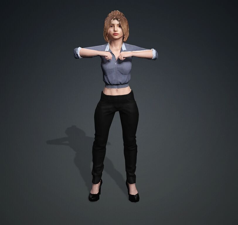 Female Office Worker01 Free low-poly 3D model_7