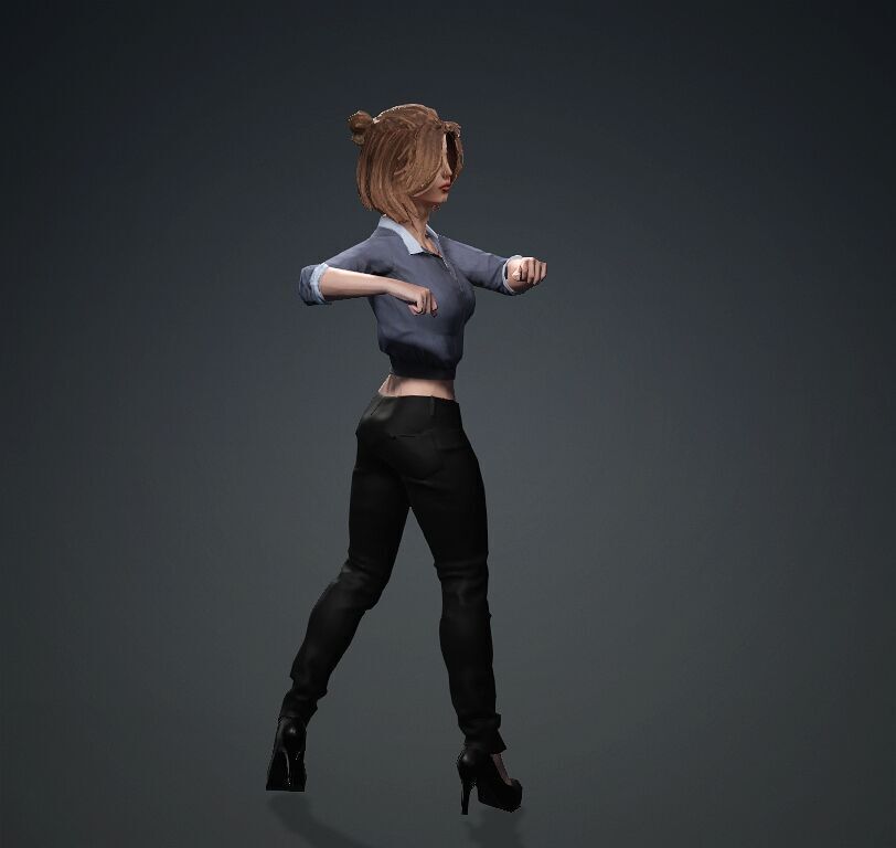 Female Office Worker01 Free low-poly 3D model_2