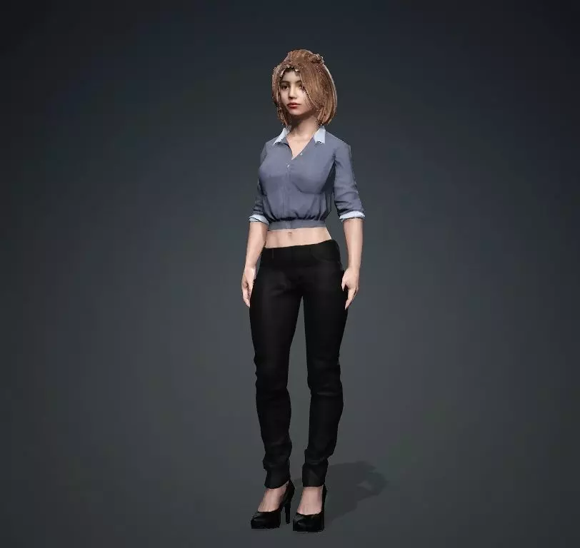 Female Office Worker01 Free low-poly 3D model_0