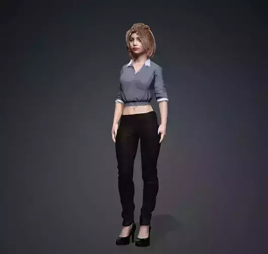 Female Office Worker01 Free low-poly 3D model