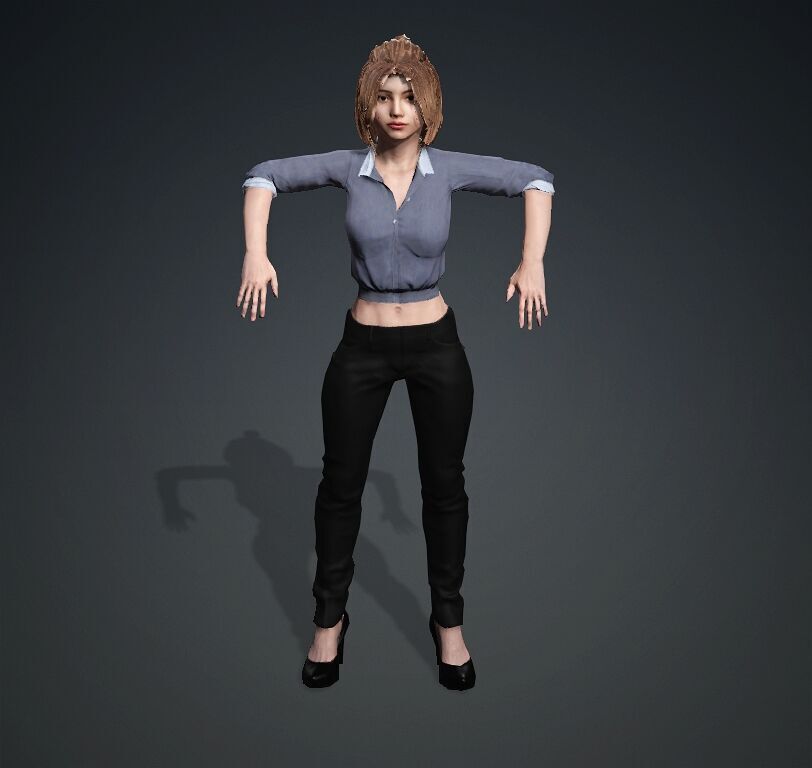 Female Office Worker01 Free low-poly 3D model_6