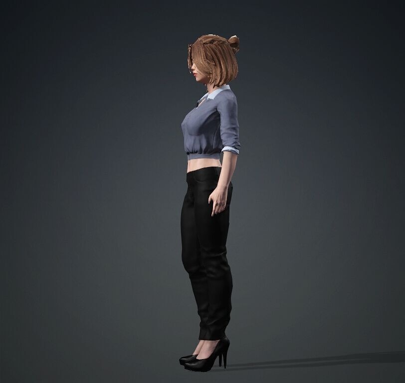 Female Office Worker01 Free low-poly 3D model_11