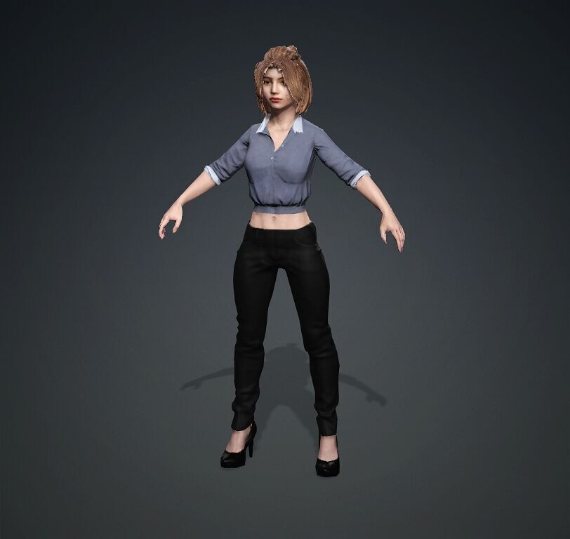 Female Office Worker01 Free low-poly 3D model_19