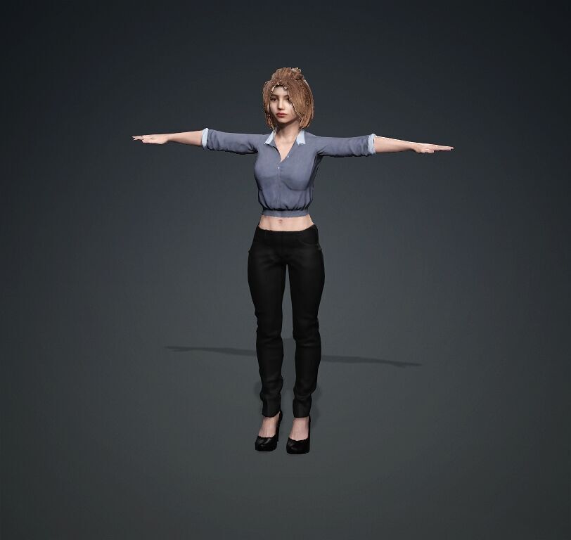 Female Office Worker01 Free low-poly 3D model_18