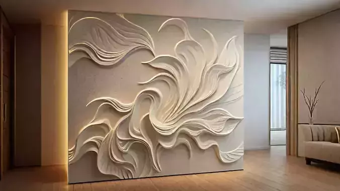 modern panel wall decor set relief stl mural CNC 157