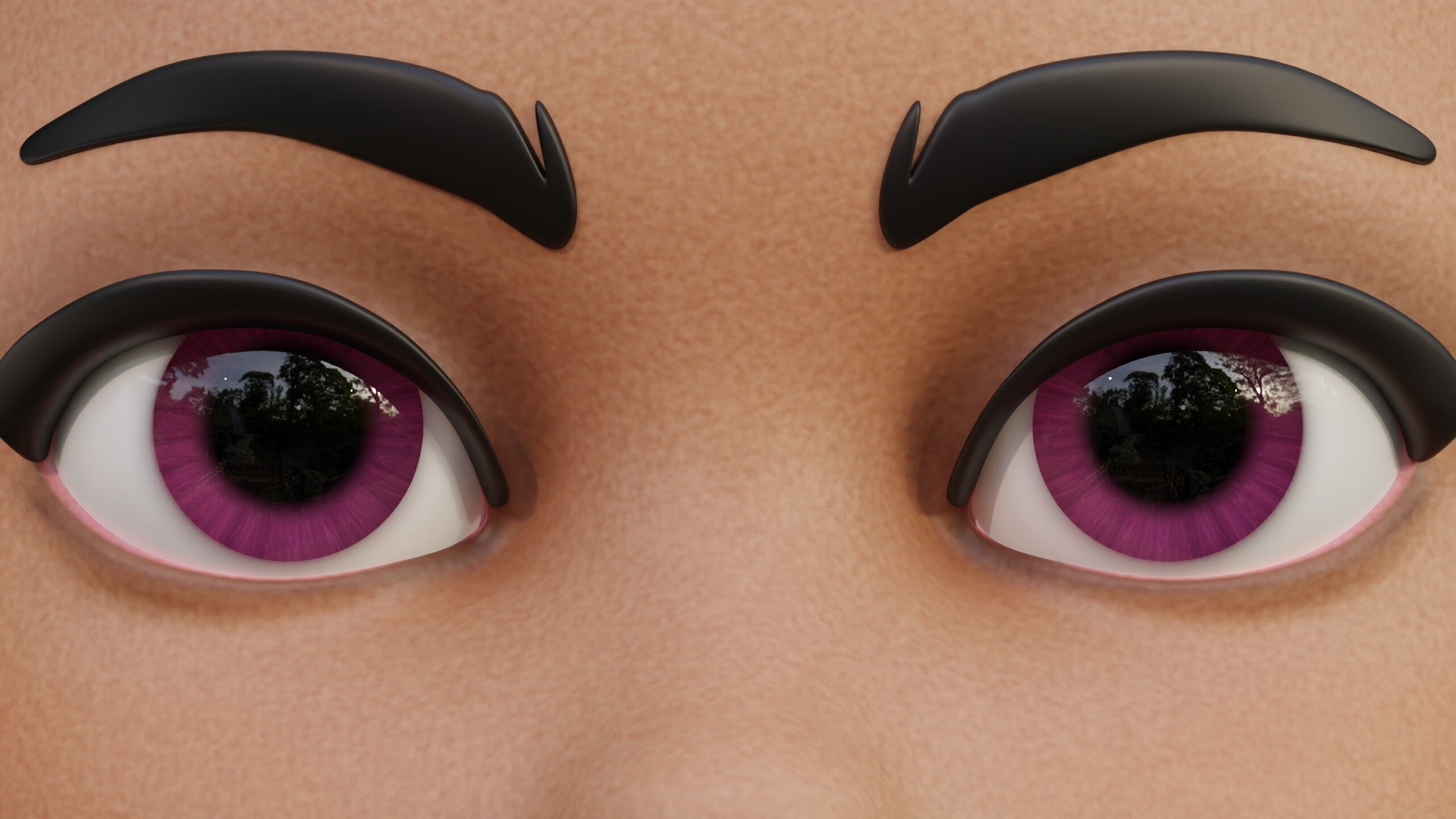 Cartoon eyes Low-poly 3D model_1