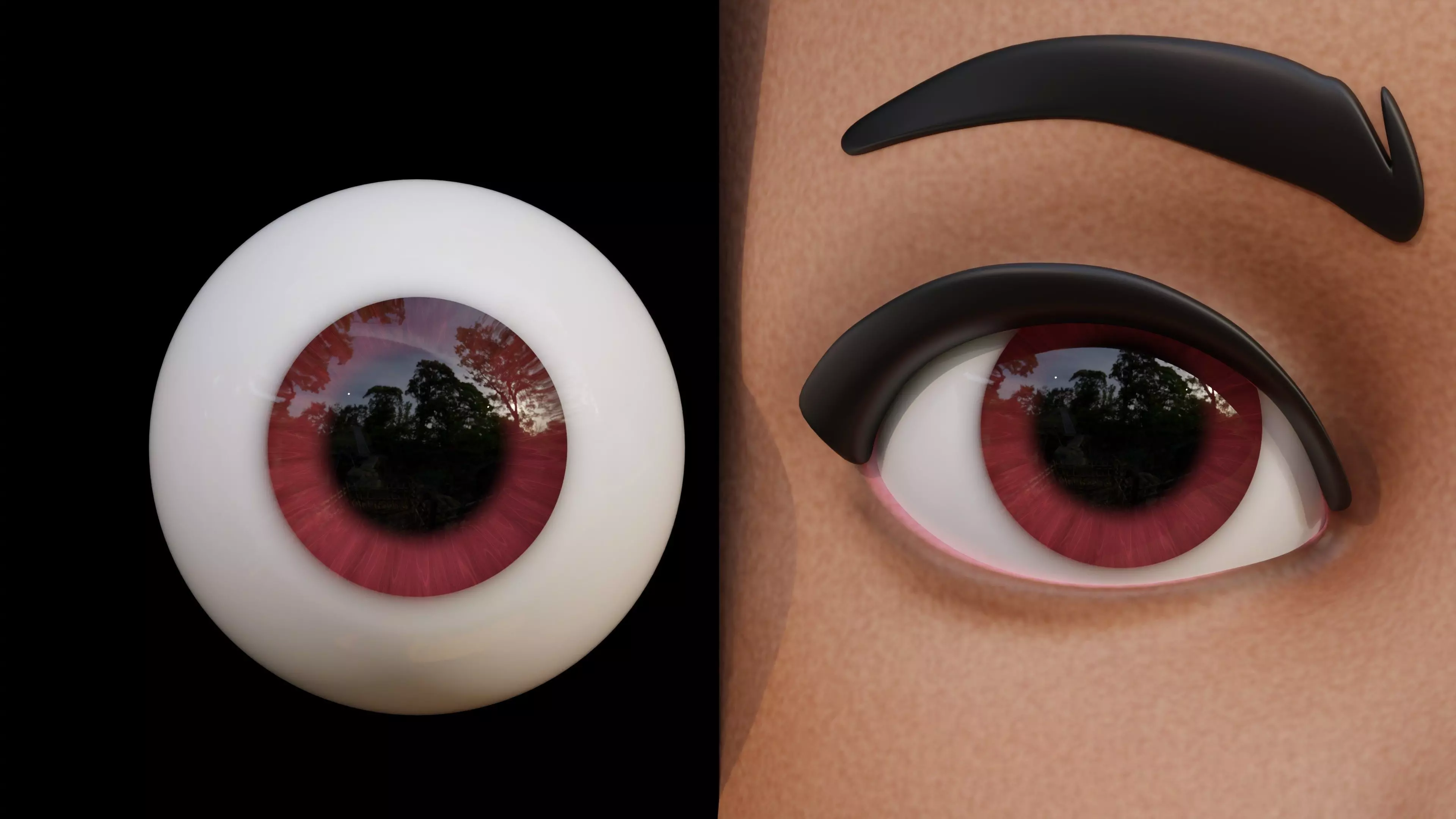 Cartoon eyes Low-poly 3D model_0