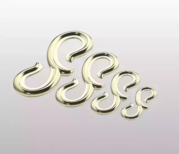 hook clasp 4 sizes for jewelry 3D print file  3D print model