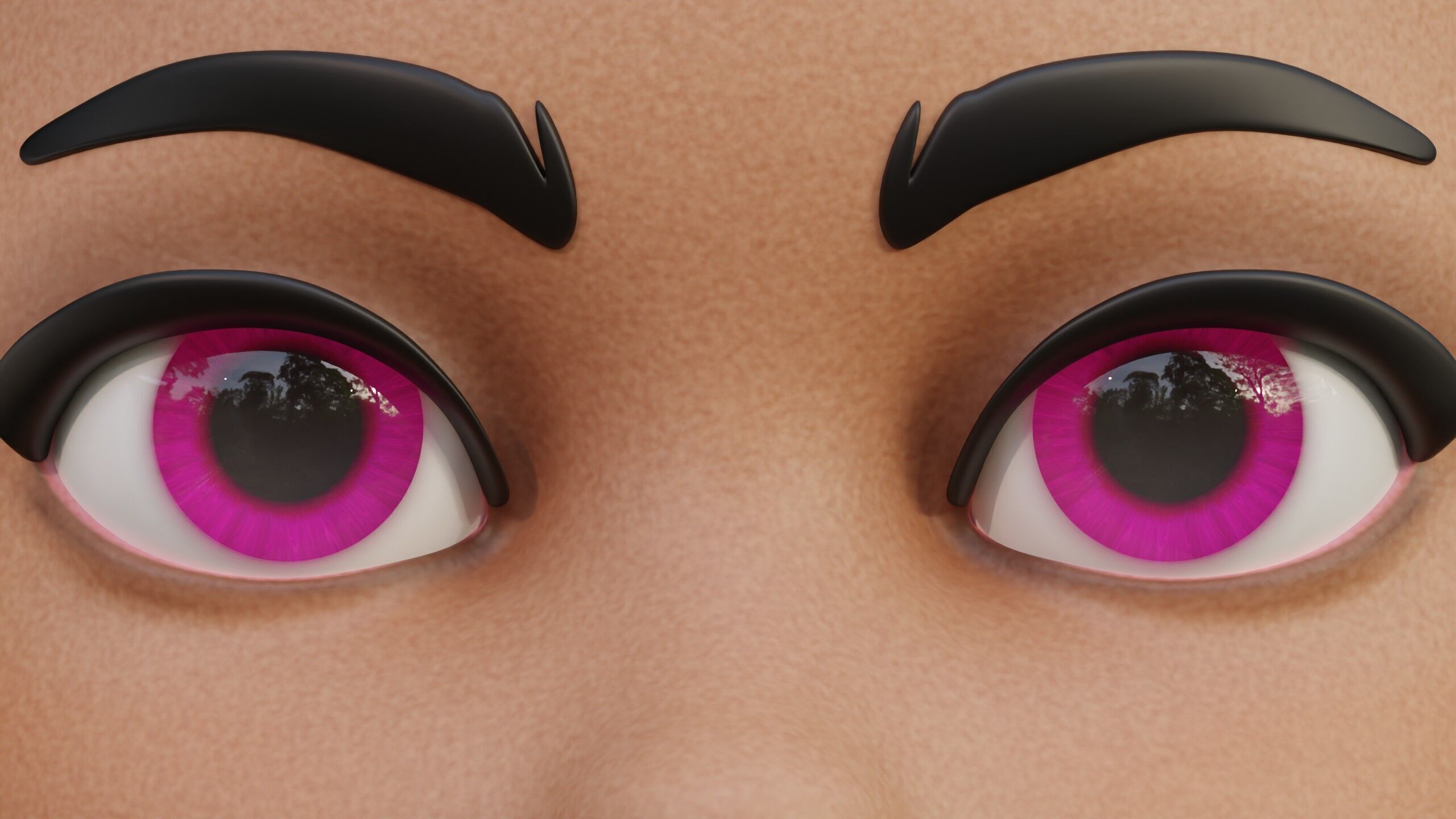 Cartoon eyes Low-poly 3D model_1