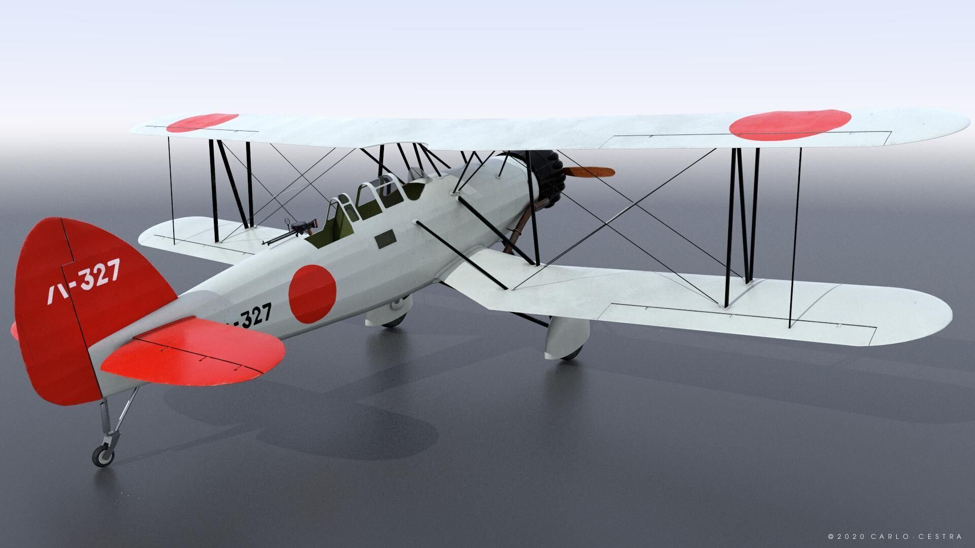 B4Y ha-327 - Not rigged Low-poly 3D model_1