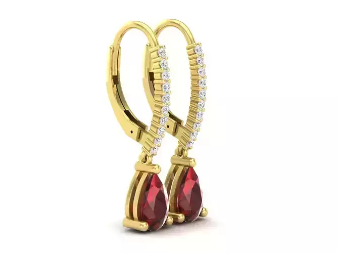 AV 553 Pear and Round Cut Diamond Ladies Dangling Drop Earrings 3D print model