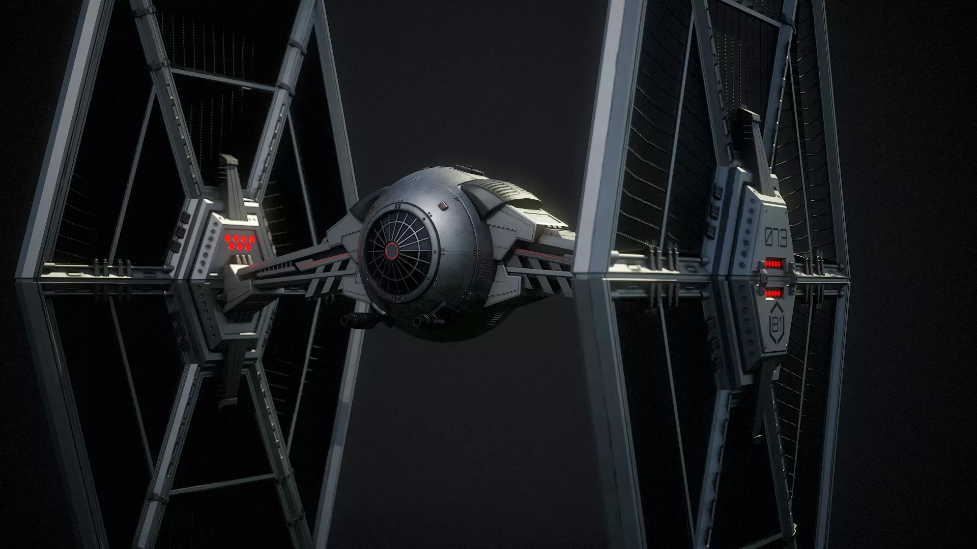 Tie Fighter Low-poly 3D model_0