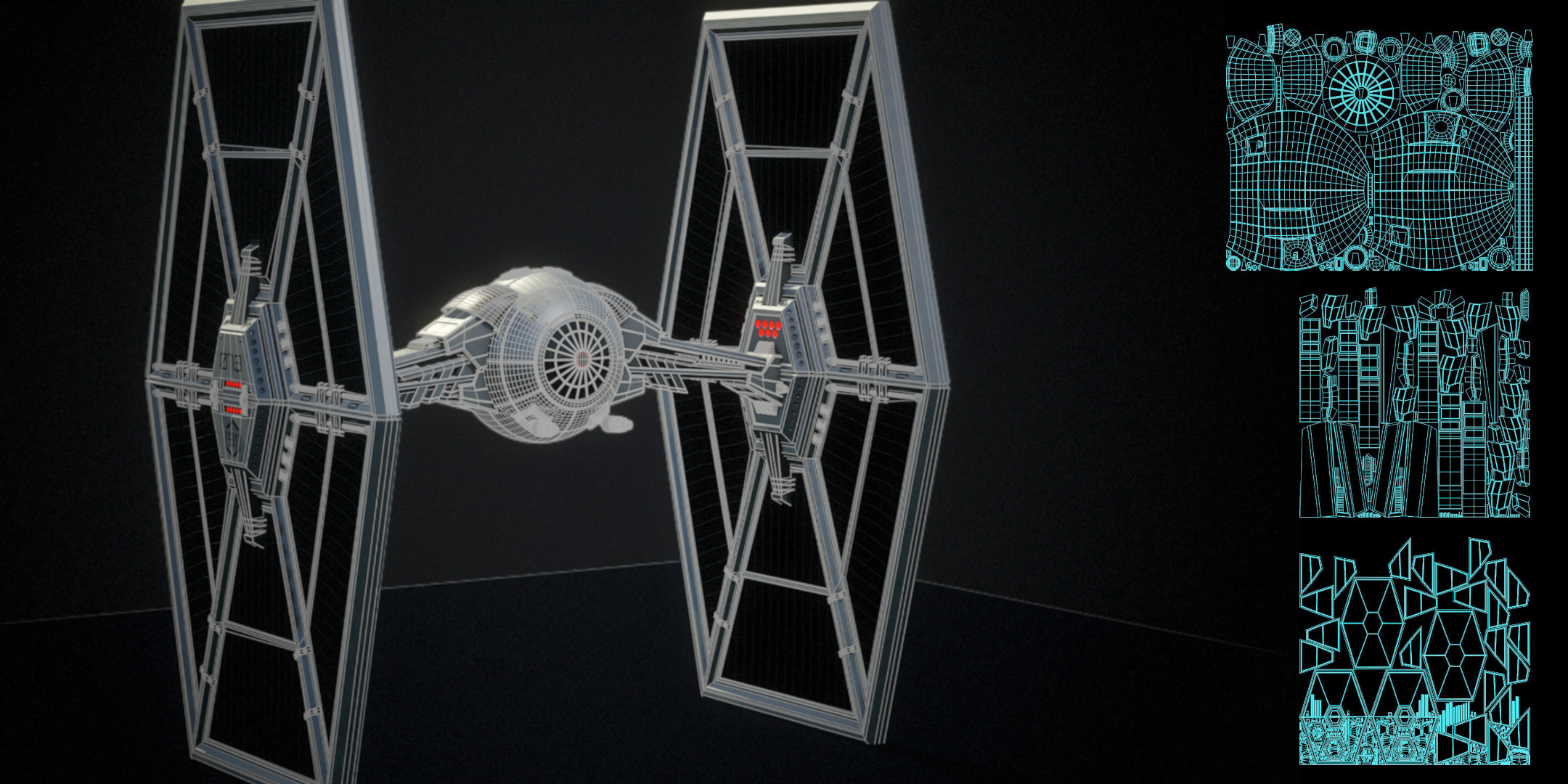 Tie Fighter Low-poly 3D model_12