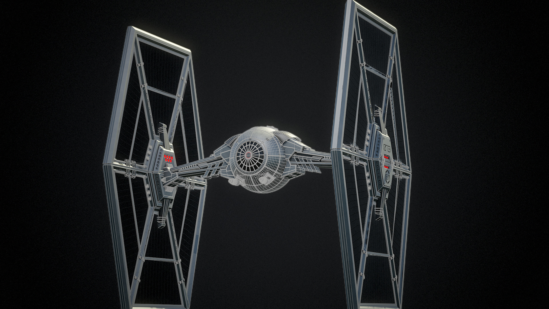Tie Fighter Low-poly 3D model_10