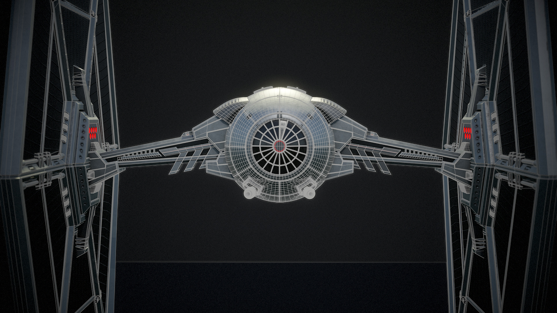 Tie Fighter Low-poly 3D model_9