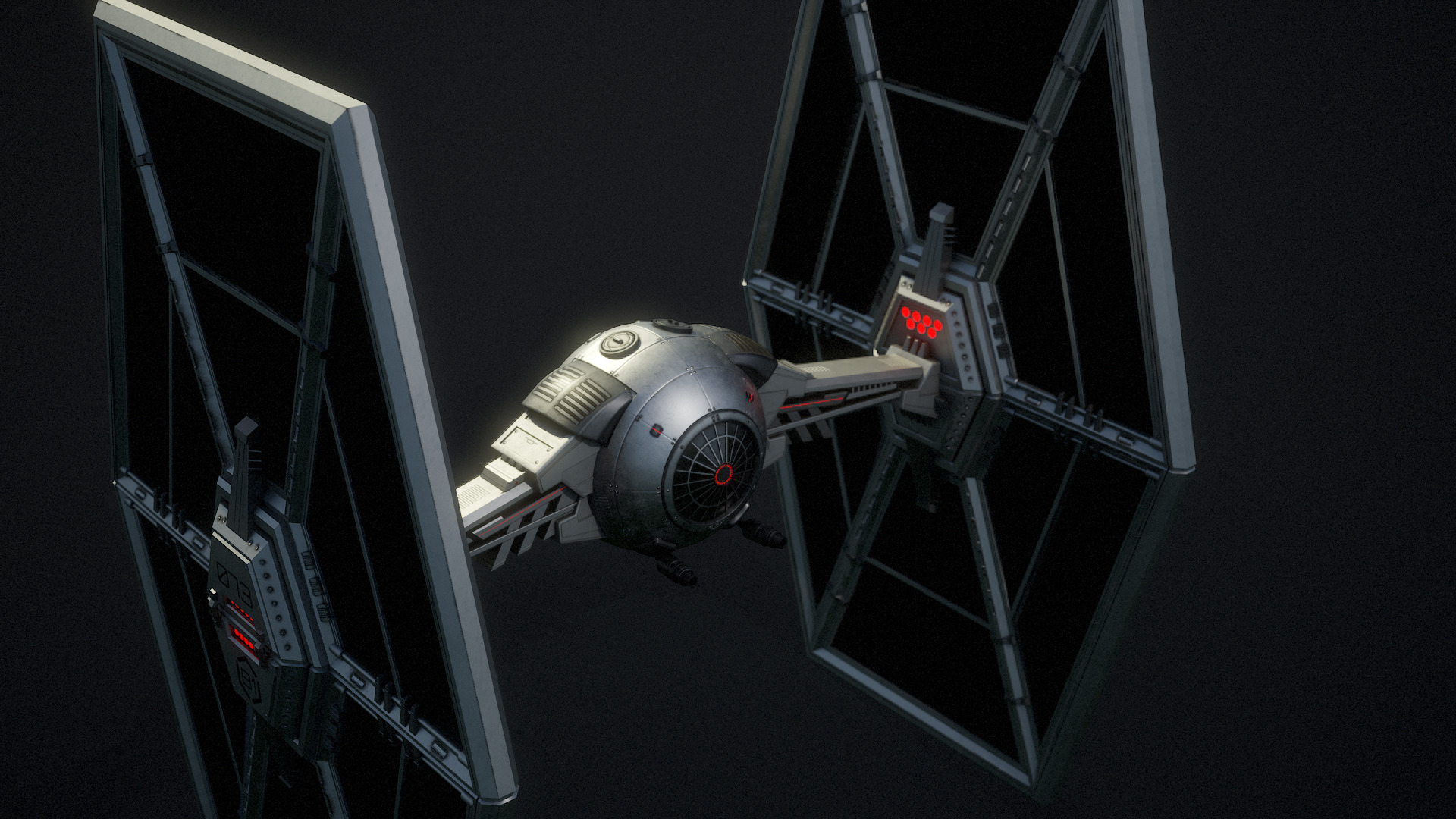 Tie Fighter Low-poly 3D model_7