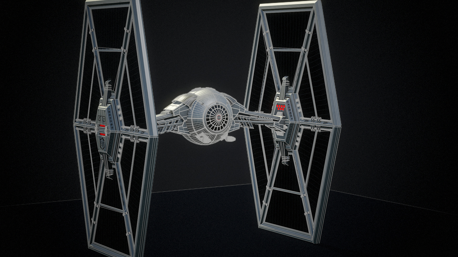Tie Fighter Low-poly 3D model_11