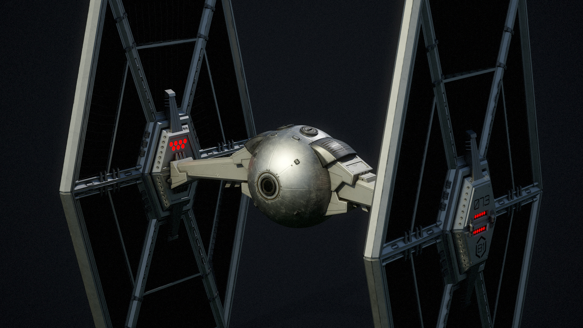 Tie Fighter Low-poly 3D model_8