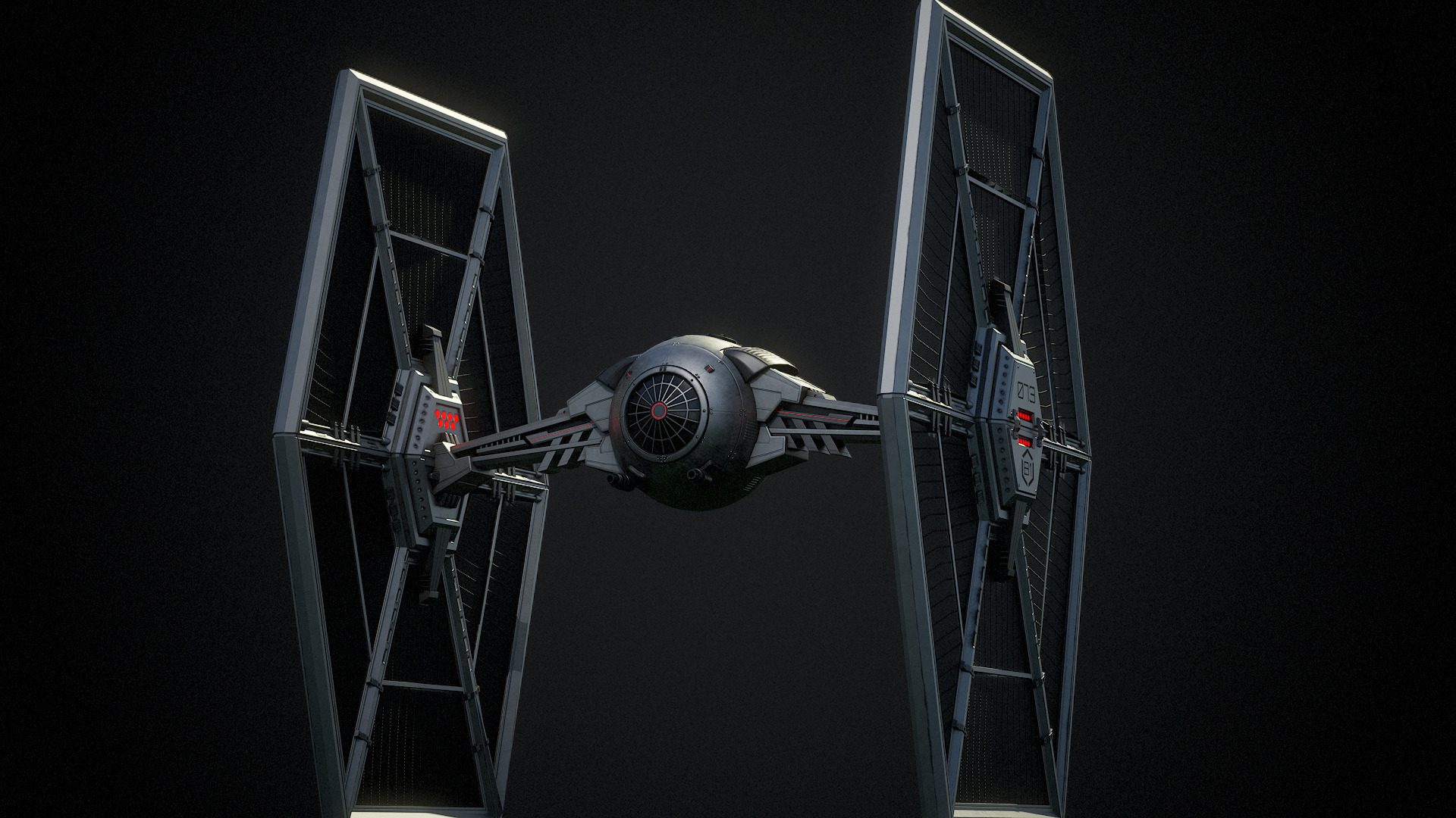 Tie Fighter Low-poly 3D model_2