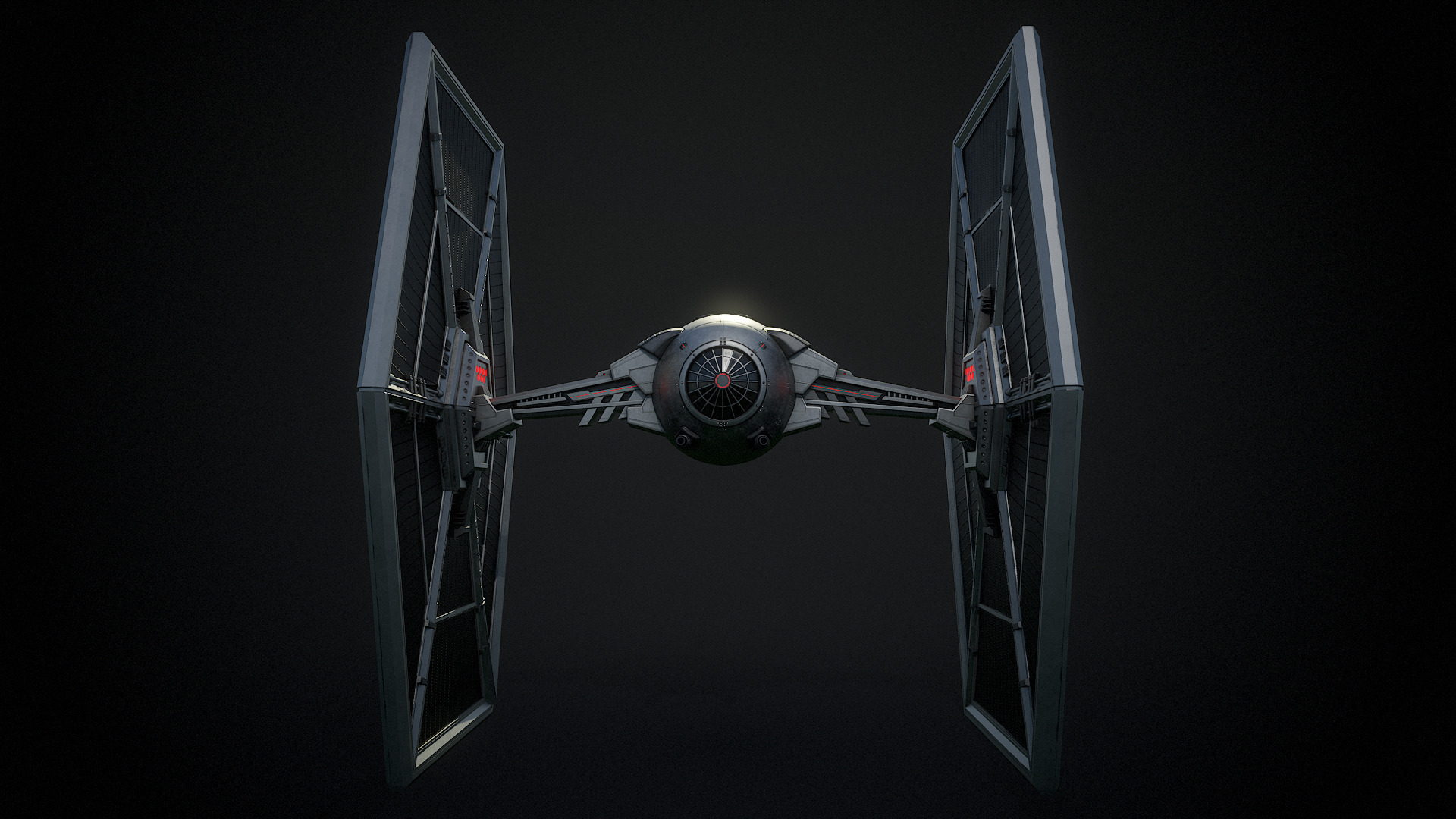 Tie Fighter Low-poly 3D model_3