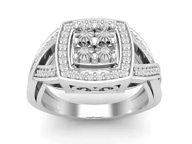 AV 555 Diamond Ladies Swirl Split Shank Bridal Promise Ring 3D print model