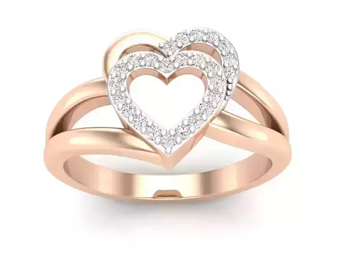 AV 556 Double Heart Love Split Shank Engagement Ring