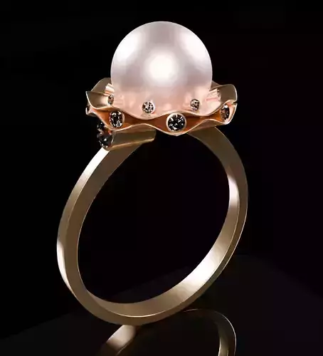 Ocean Crown Pearl Perfection in Diamond Shine jewerly 3D model