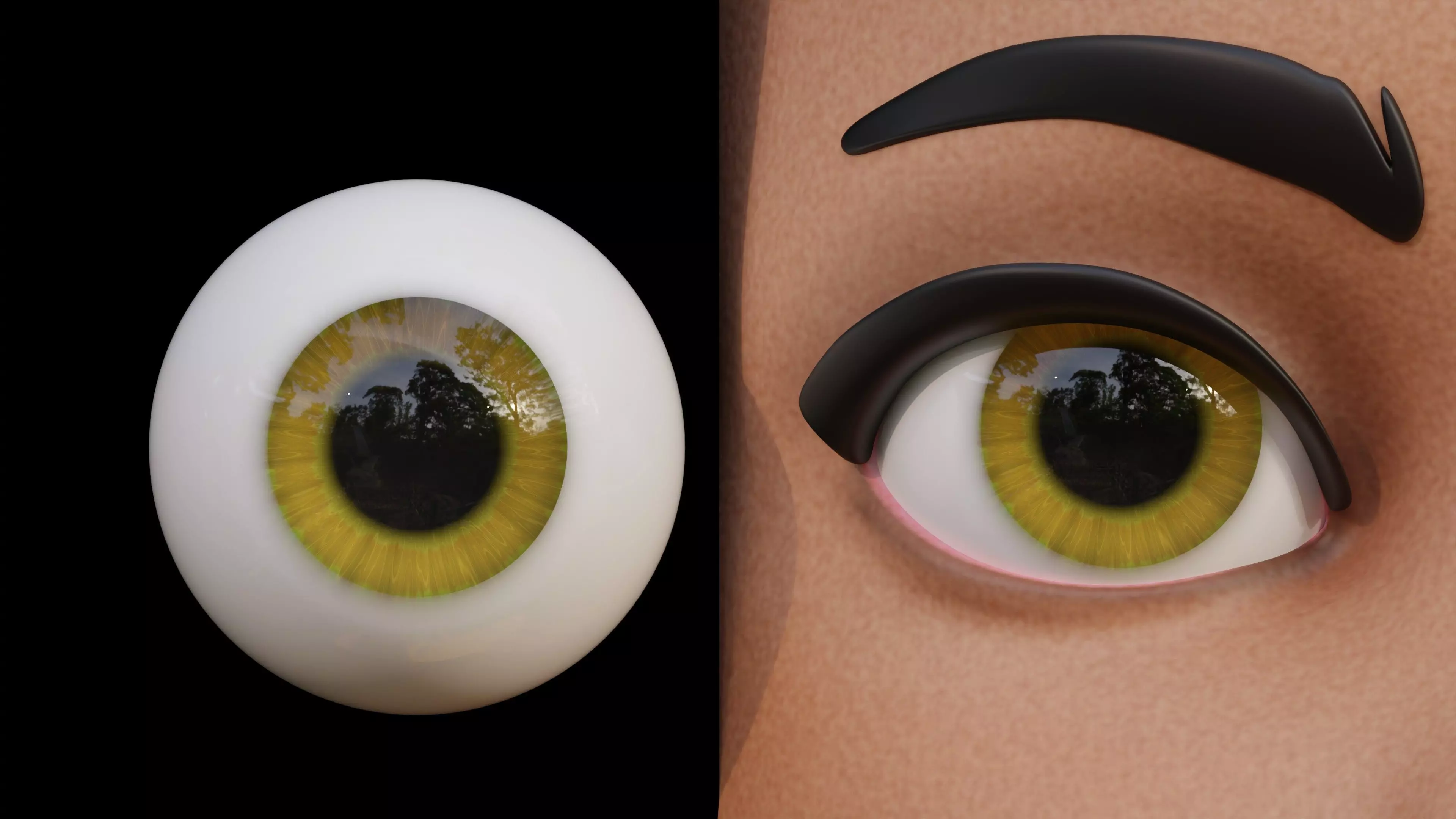 Cartoon eyes Low-poly 3D model_0