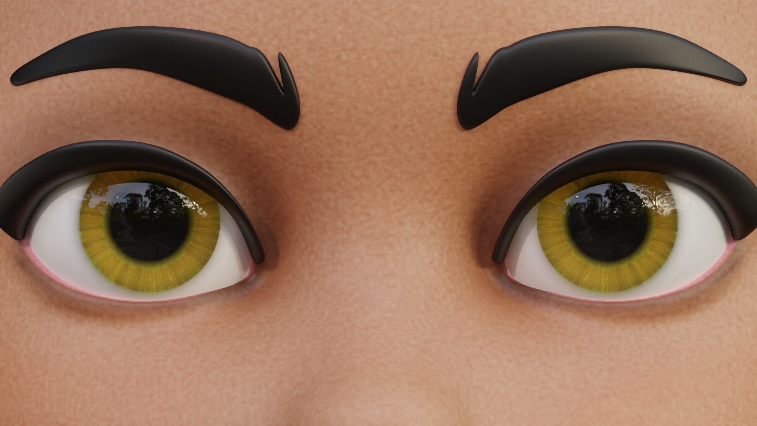 Cartoon eyes Low-poly 3D model_1
