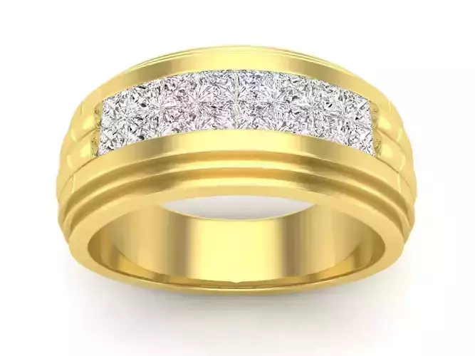 AV 563 Diamond Mens Channel Set Double Row Wedding Band 3D print model