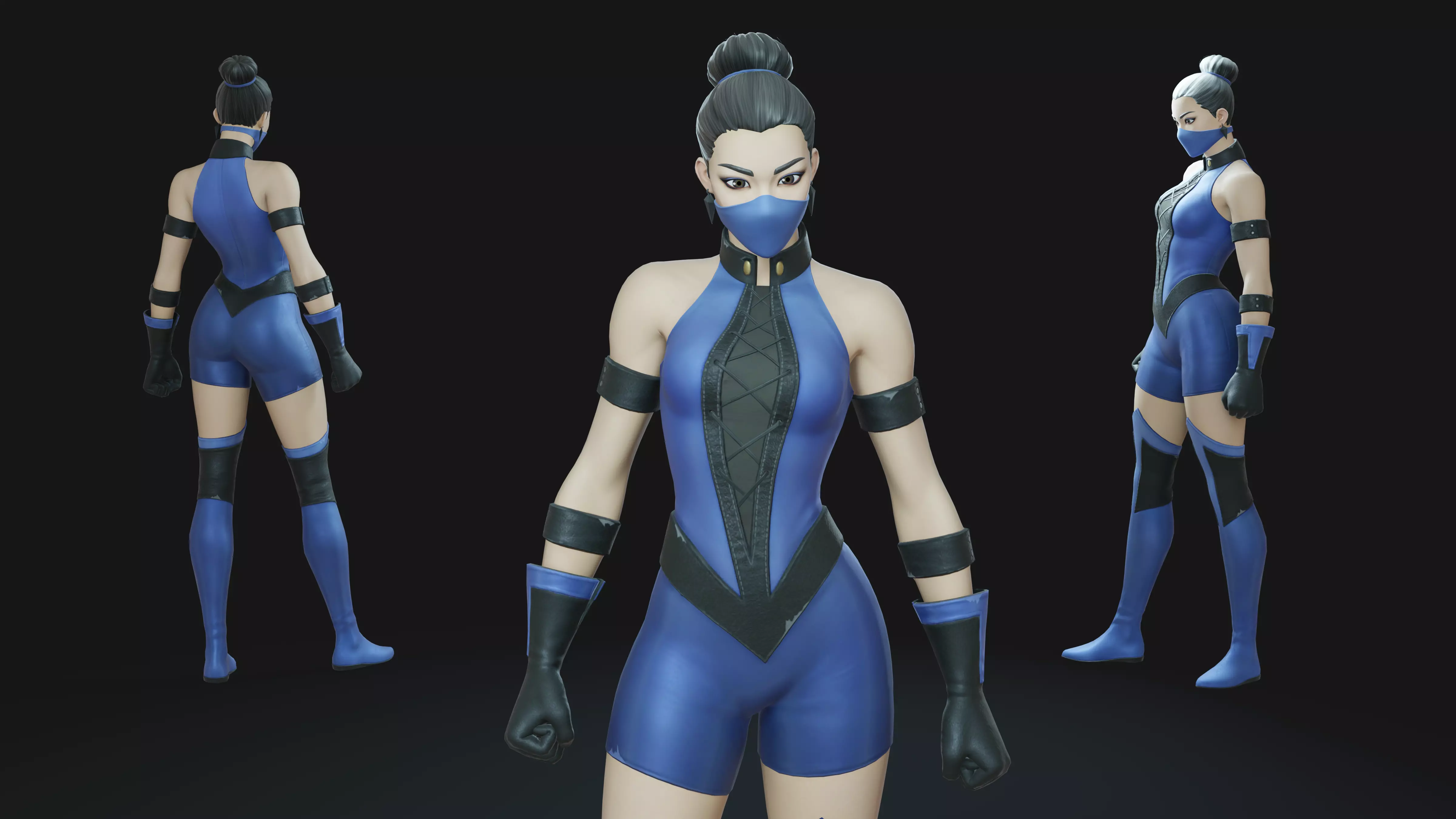 Kitana Mortal Kombat Princess Animation-Ready Low-poly 3D model_0