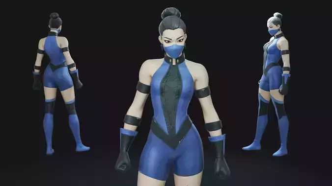 Kitana Mortal Kombat Princess Animation-Ready Low-poly 3D model