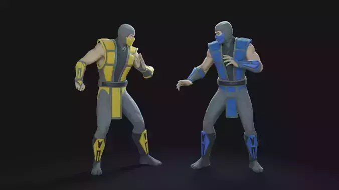 Scorpion and Sub-Zero 3D Model Bundle Mortal Kombat Legends 3D Model Collection