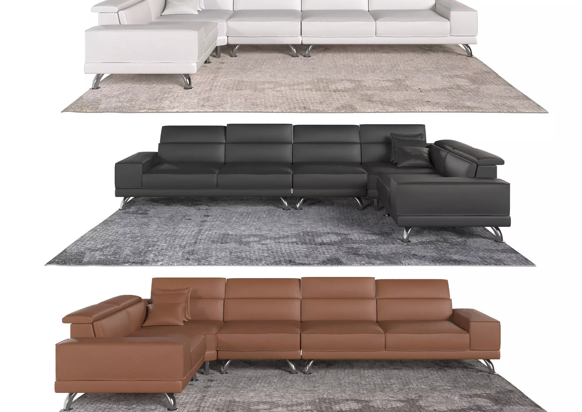 Leather Modular XL Sofa - COSMOPOLITAN - 3 variations Free 3D model