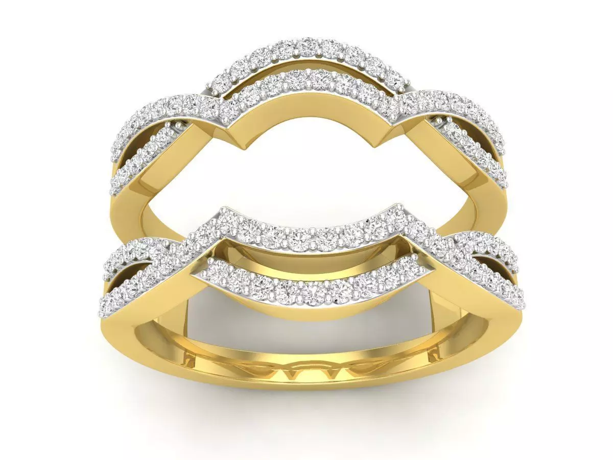 AV 573 Diamond Ladies Anniversary Wedding Guard Double Ring 3D print model