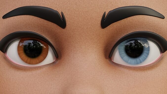 Cartoon eyes heterochromia Low-poly 3D model