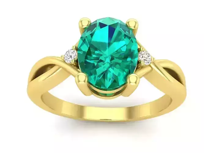 AV 574 Oval and Round Diamond Ladies Engagement Ring