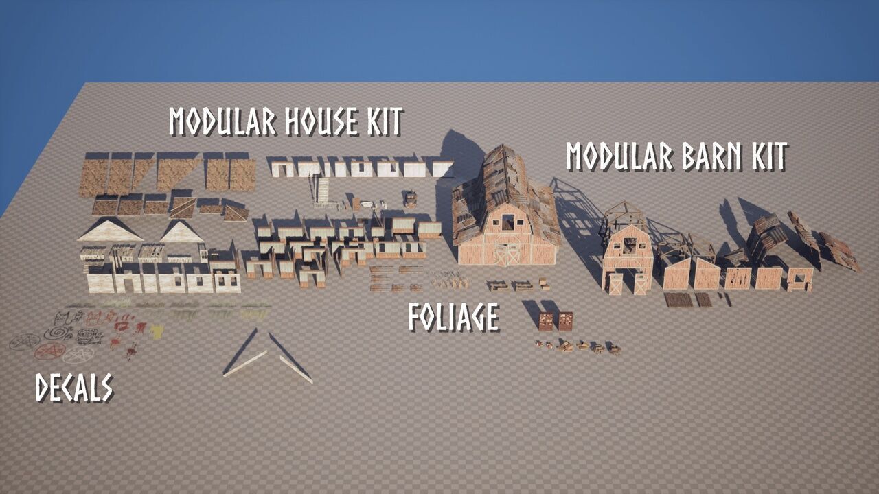 Modular Haunted House Low-poly 3D model_23