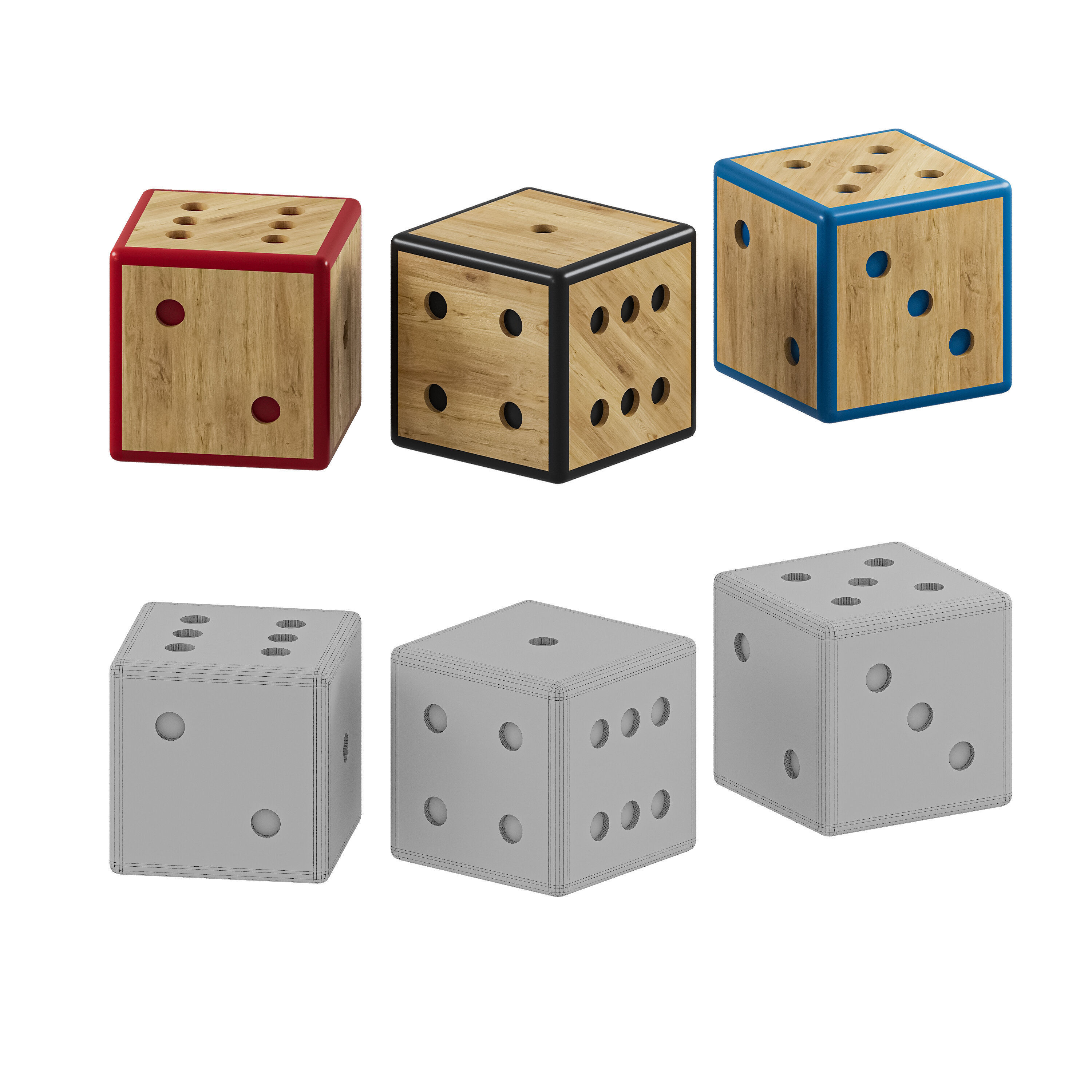 Wooden cubes 3D model_2