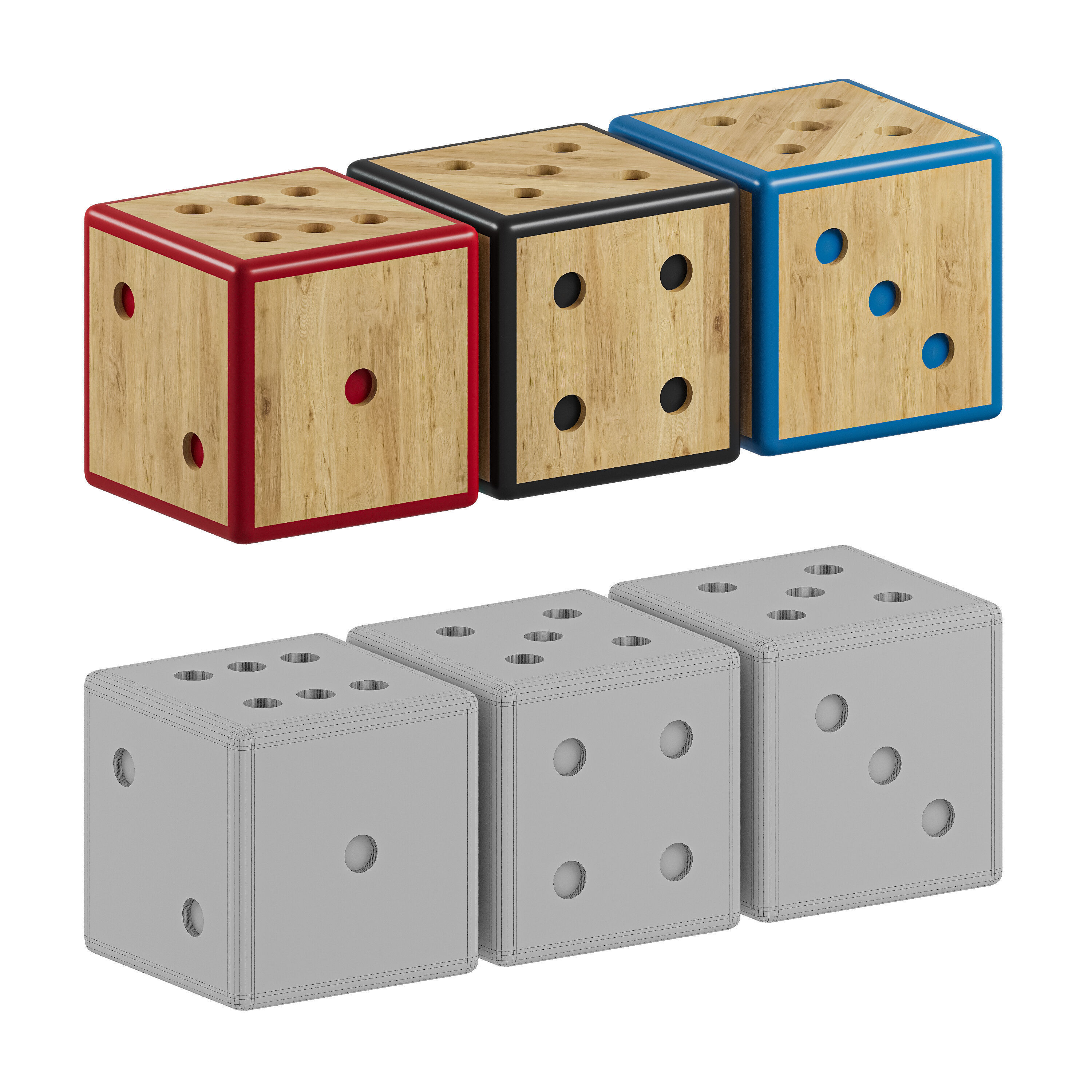 Wooden cubes 3D model_1