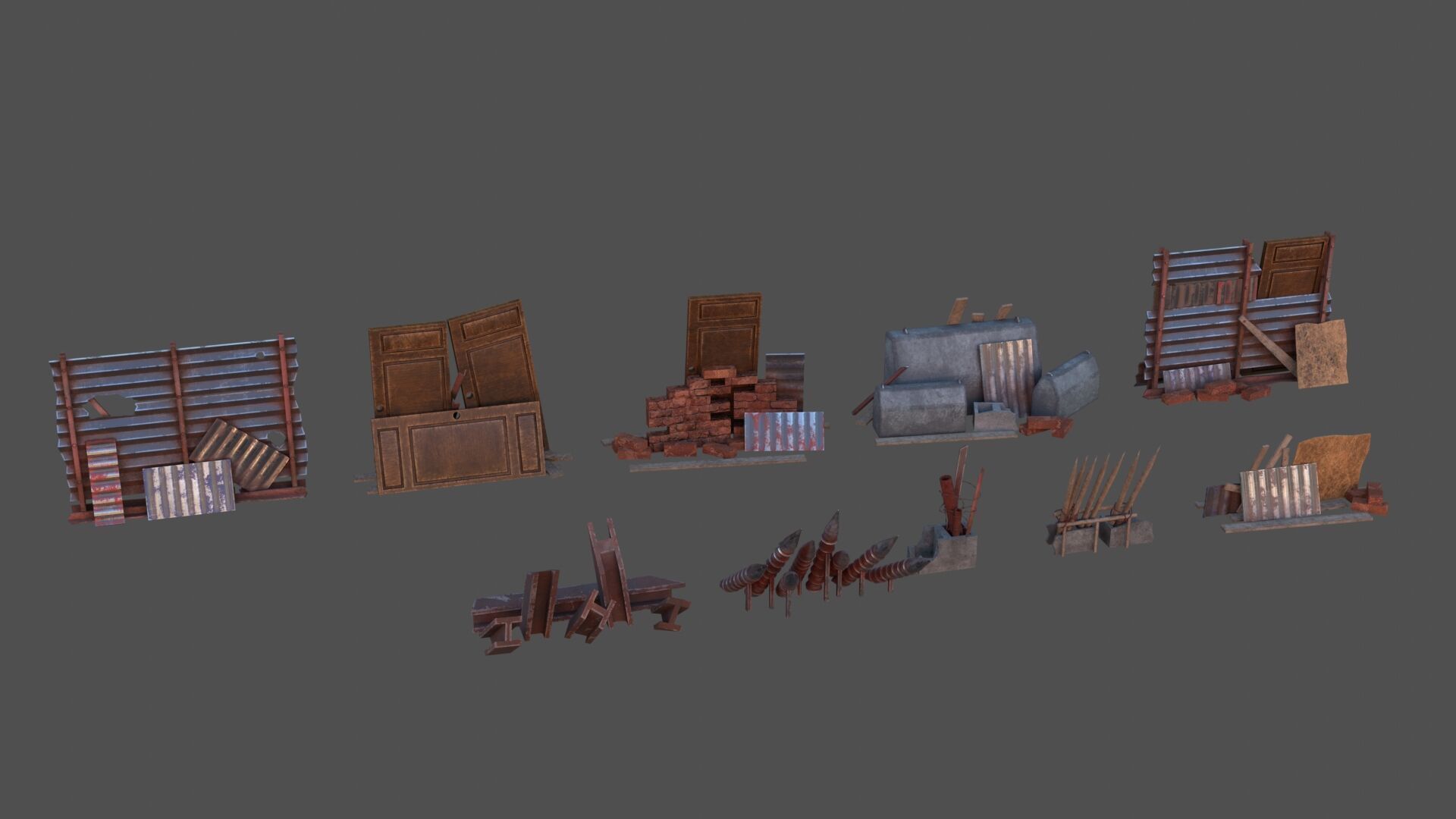 Post Apocalyptic Barricades Low-poly 3D model_11