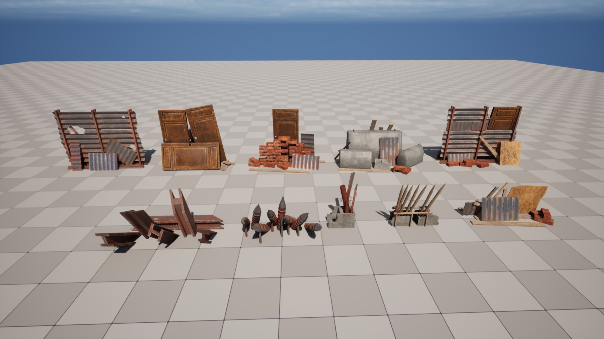 Post Apocalyptic Barricades Low-poly 3D model_1