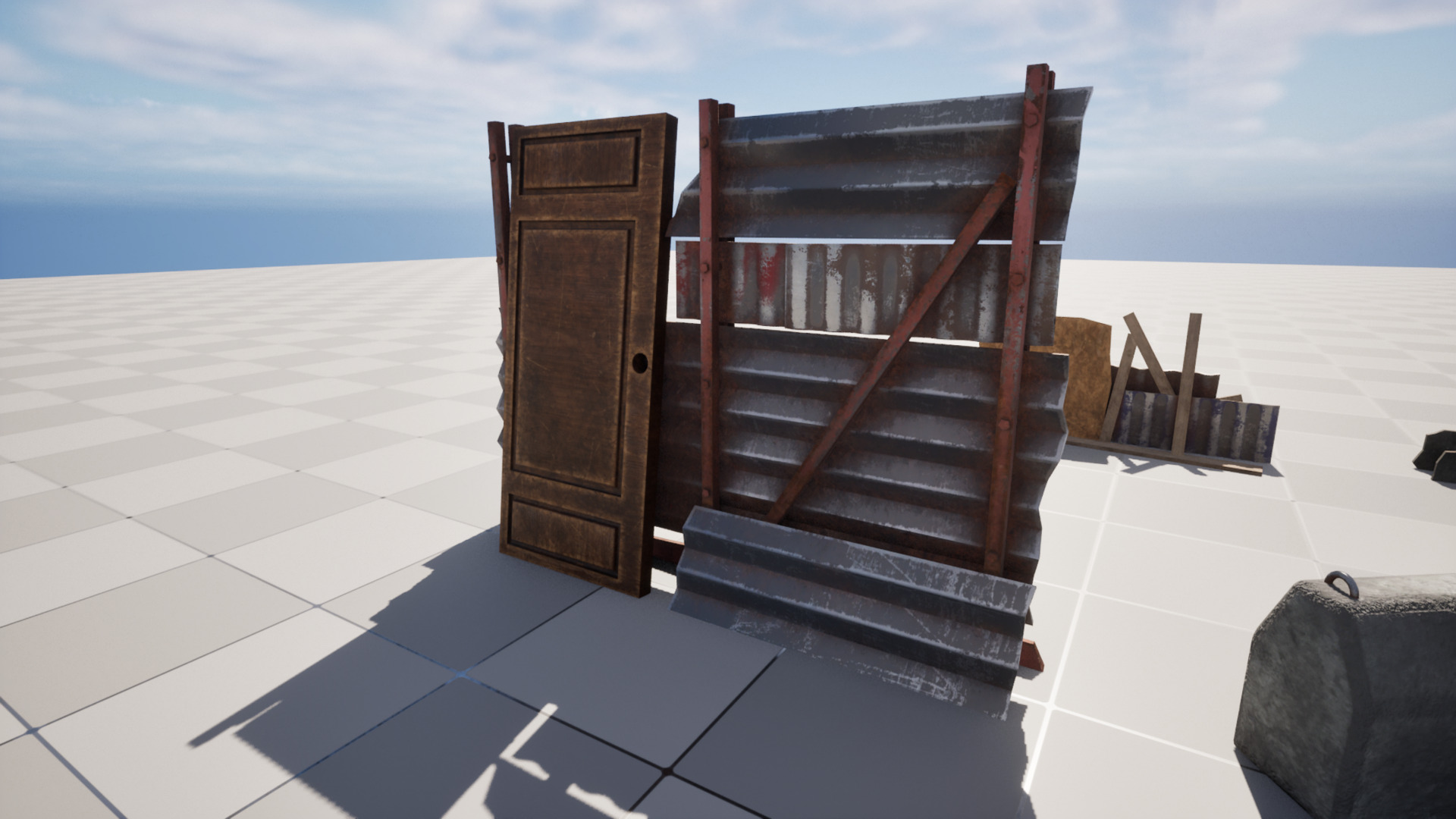 Post Apocalyptic Barricades Low-poly 3D model_10