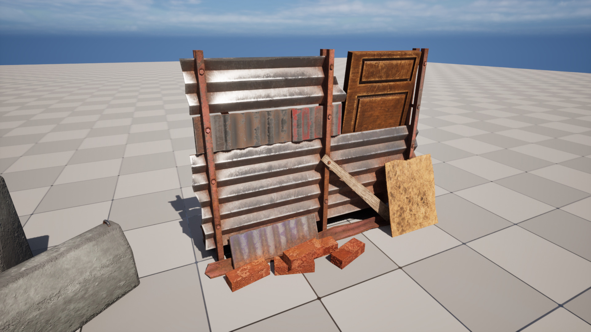 Post Apocalyptic Barricades Low-poly 3D model_9