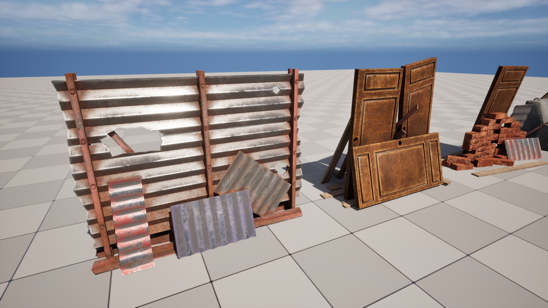 Post Apocalyptic Barricades Low-poly 3D model_5