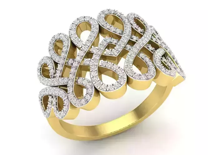 AV 578 Diamond Ladies Infinity Crossover Swirl Cocktail Ring 3D print model
