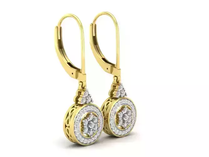 AV 581 Diamond Halo Cluster Drop Earrings for Women 3D print model